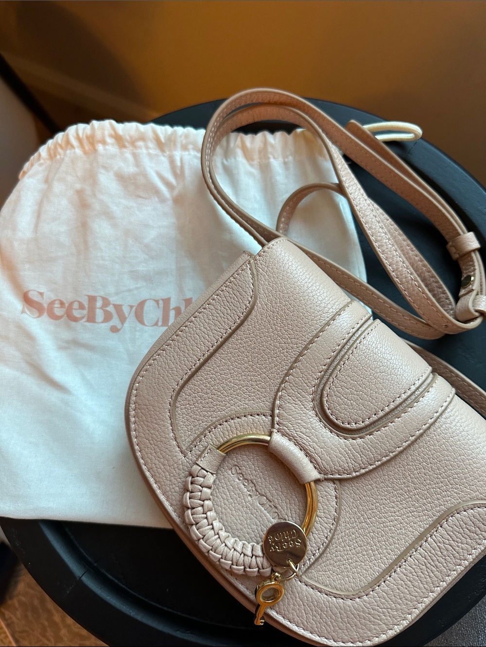 See By Chloe 💓 Blush Pink Crossbody Bag with Braided Ring Detail- like new!